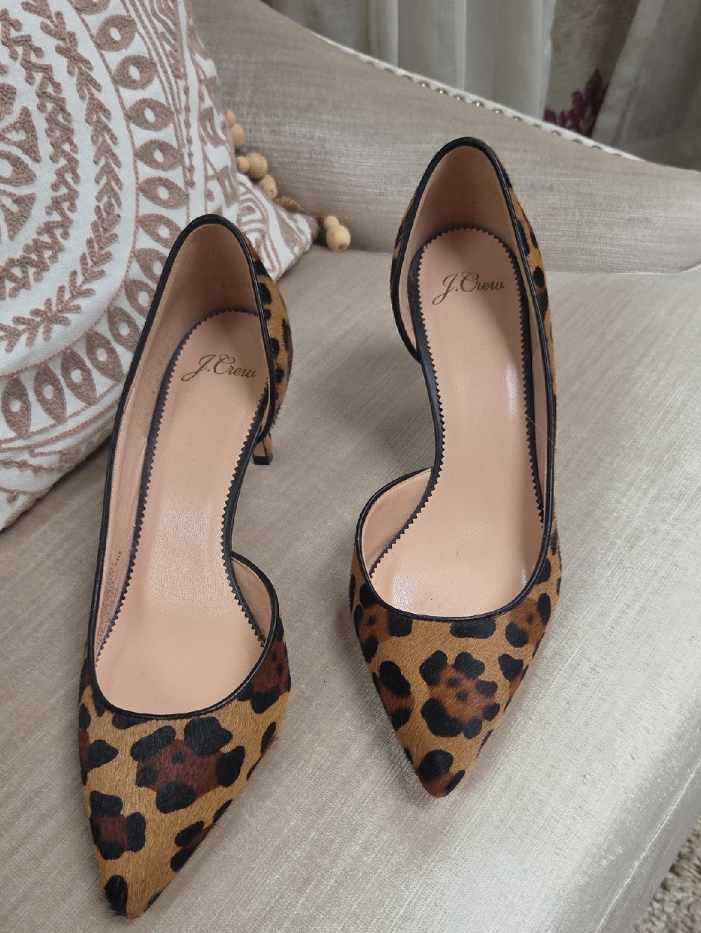 J. Crew Leopard-Print Pointed  Pumps in Brown and Black